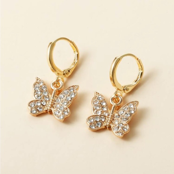 Urban Outfitters Jewelry - Boutique | Butterfly Gold-plated cubic zirconia alloy earrings NWT